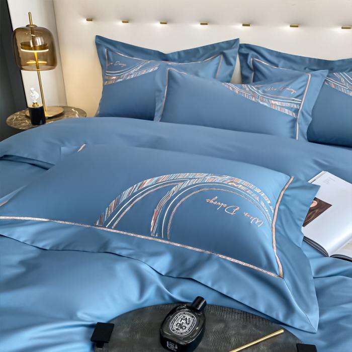 91家纺网 家纺一手货源 找家纺 200支新款长绒棉宽边刺绣四件套