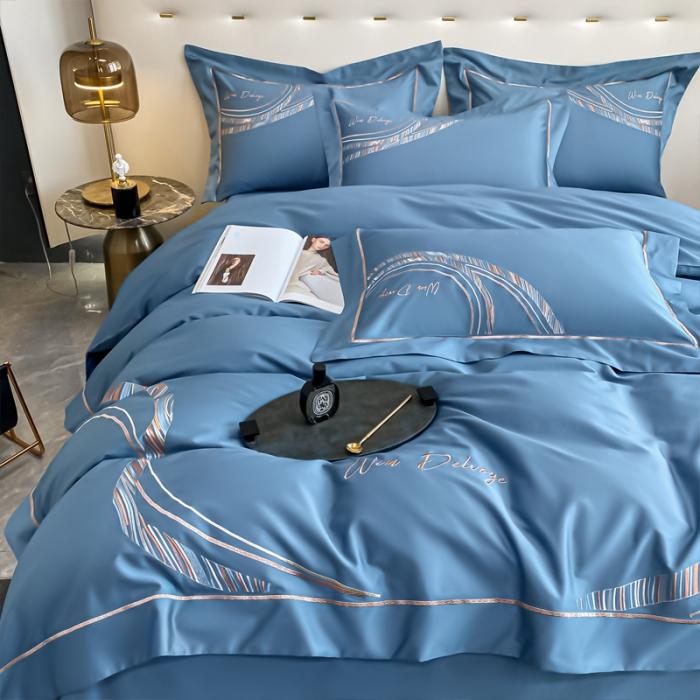 91家纺网 家纺一手货源 找家纺 200支新款长绒棉宽边刺绣四件套