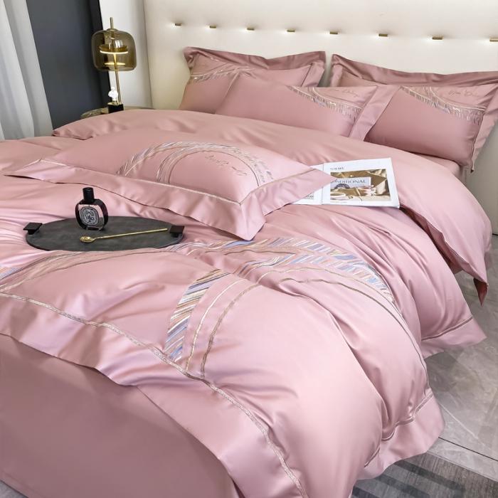 91家纺网 家纺一手货源 找家纺 200支新款长绒棉宽边刺绣四件套