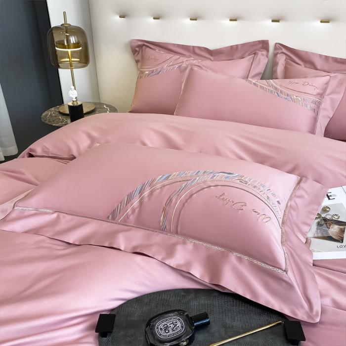 91家纺网 家纺一手货源 找家纺 200支新款长绒棉宽边刺绣四件套