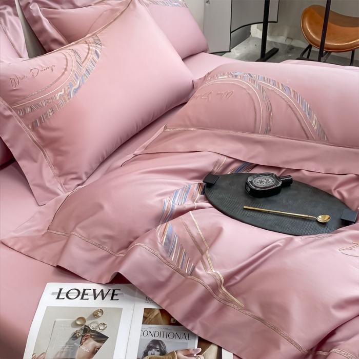 91家纺网 家纺一手货源 找家纺 200支新款长绒棉宽边刺绣四件套