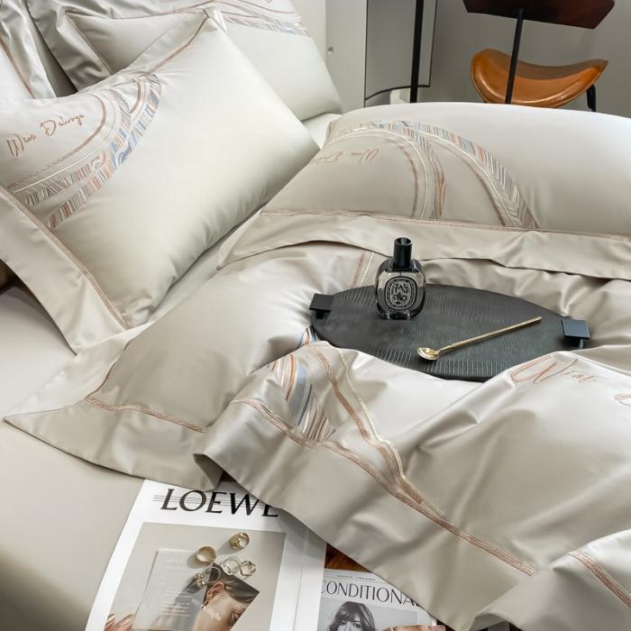 91家纺网 家纺一手货源 找家纺 200支新款长绒棉宽边刺绣四件套