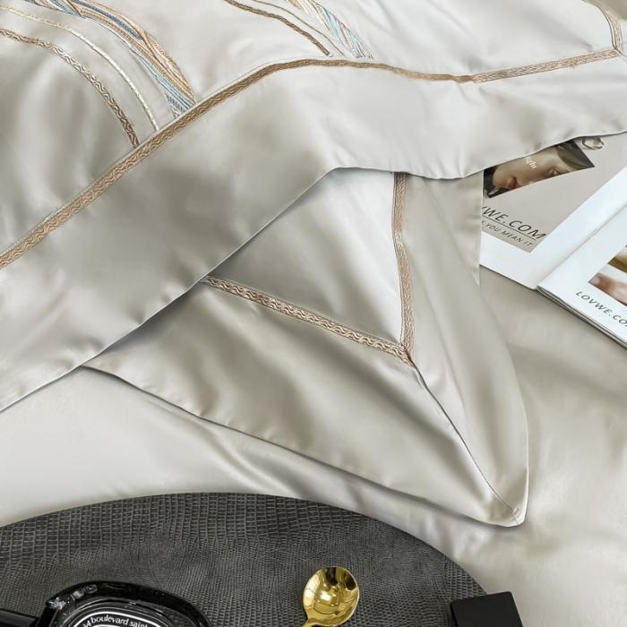 91家纺网 家纺一手货源 找家纺 200支新款长绒棉宽边刺绣四件套