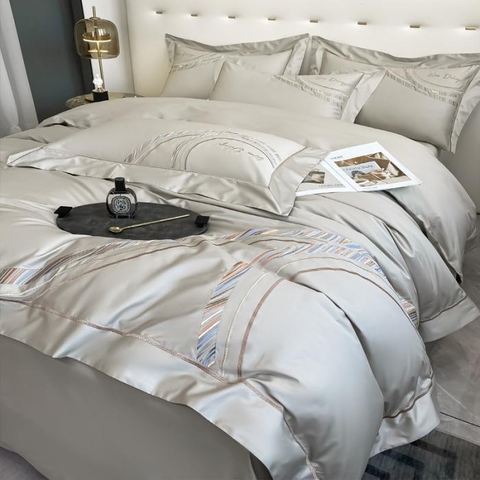 91家纺网 家纺一手货源 找家纺 200支新款长绒棉宽边刺绣四件套