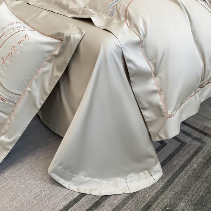 91家纺网 家纺一手货源 找家纺 200支新款长绒棉宽边刺绣四件套