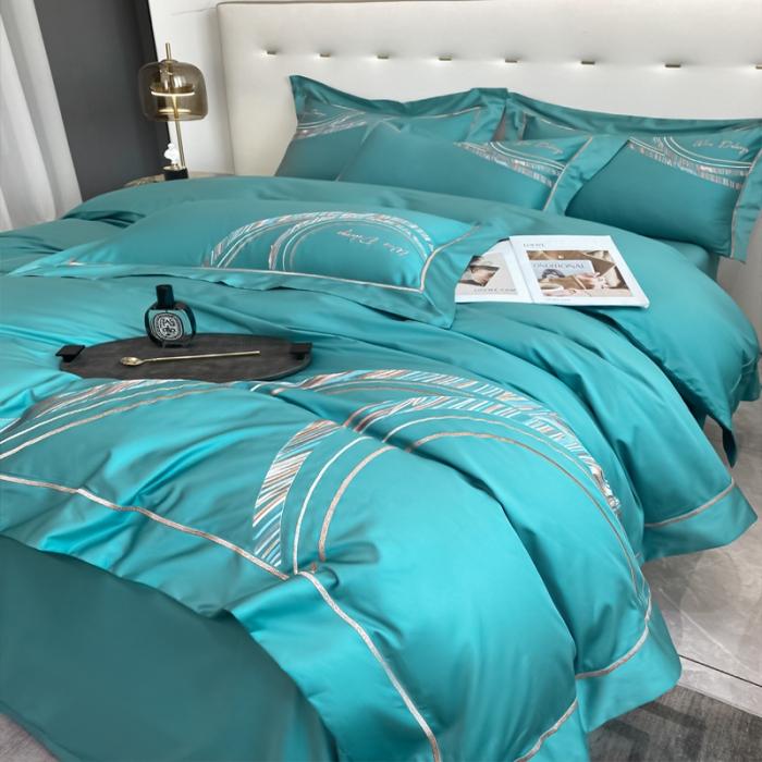 91家纺网 家纺一手货源 找家纺 200支新款长绒棉宽边刺绣四件套