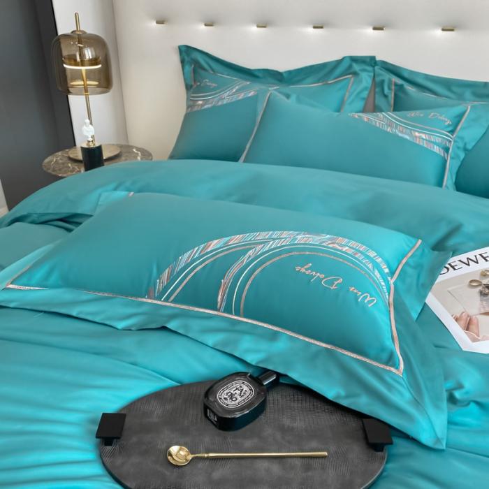 91家纺网 家纺一手货源 找家纺 200支新款长绒棉宽边刺绣四件套