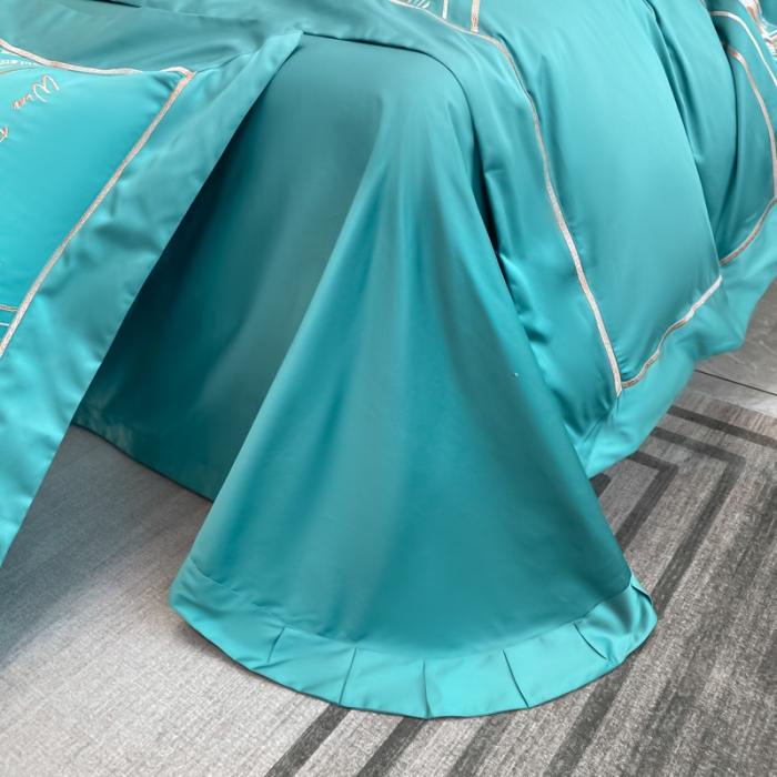 91家纺网 家纺一手货源 找家纺 200支新款长绒棉宽边刺绣四件套