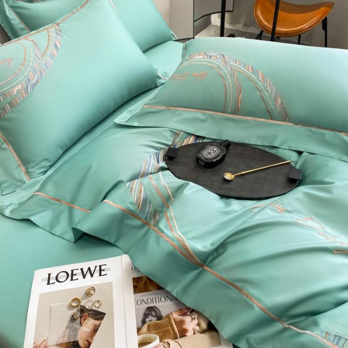 91家纺网 家纺一手货源 找家纺 200支新款长绒棉宽边刺绣四件套