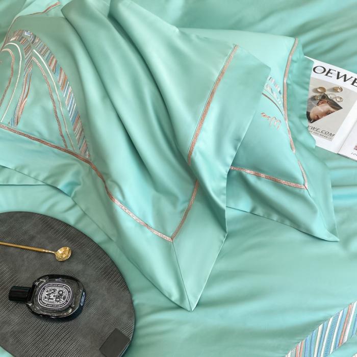 91家纺网 家纺一手货源 找家纺 200支新款长绒棉宽边刺绣四件套