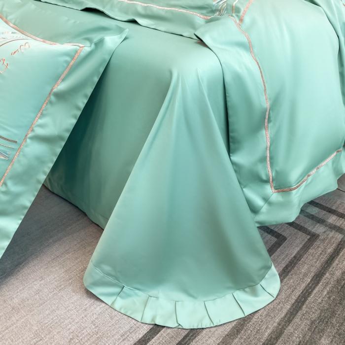 91家纺网 家纺一手货源 找家纺 200支新款长绒棉宽边刺绣四件套