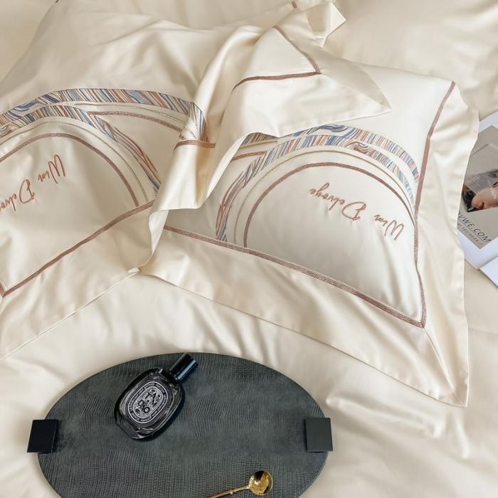 91家纺网 家纺一手货源 找家纺 200支新款长绒棉宽边刺绣四件套