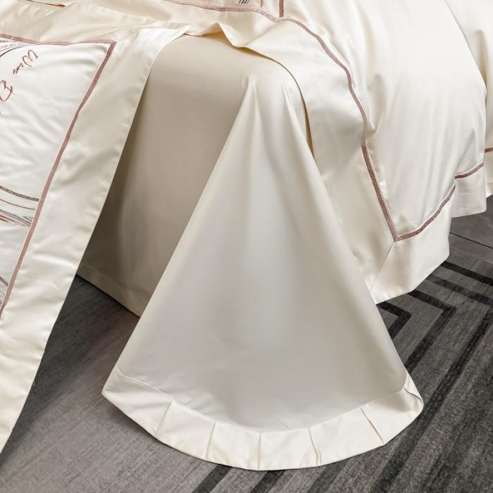 91家纺网 家纺一手货源 找家纺 200支新款长绒棉宽边刺绣四件套