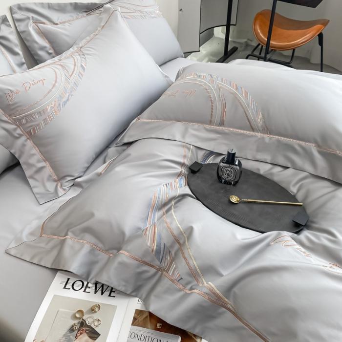 91家纺网 家纺一手货源 找家纺 200支新款长绒棉宽边刺绣四件套