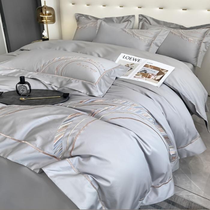 91家纺网 家纺一手货源 找家纺 200支新款长绒棉宽边刺绣四件套