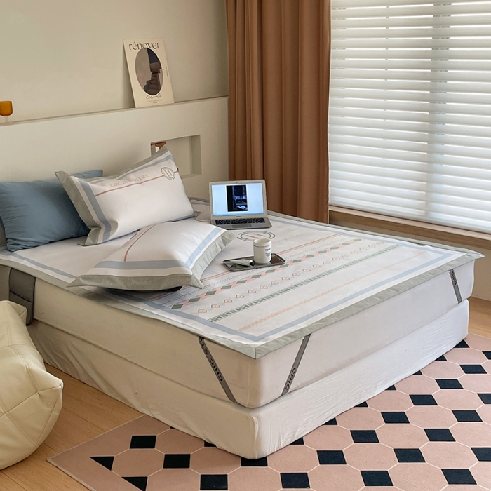 91家纺网 家纺一手货源 找家纺 昔可 2022新款高端大版数码印花冰沐丝养生席 海派夏日