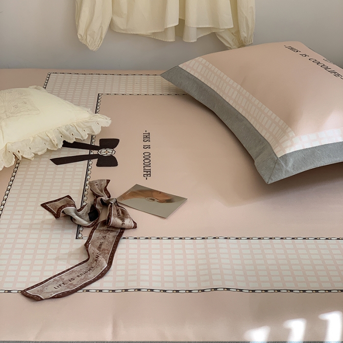 91家纺网 家纺一手货源 找家纺 昔可 2022新款高端大版数码印花冰沐丝养生席 赫本蝴蝶结