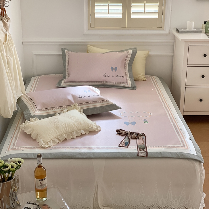 91家纺网 家纺一手货源 找家纺 昔可 2022新款高端大版数码印花冰沐丝养生席 蝴蝶结手链