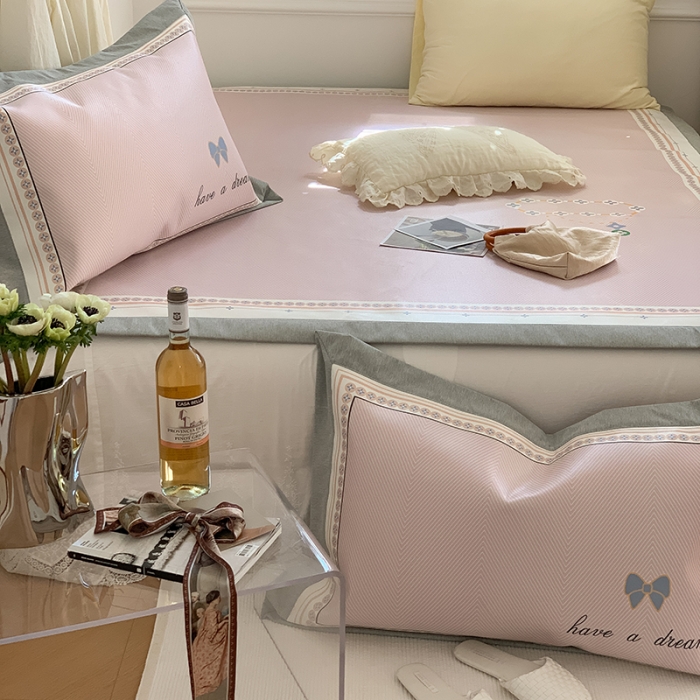 91家纺网 家纺一手货源 找家纺 昔可 2022新款高端大版数码印花冰沐丝养生席 蝴蝶结手链