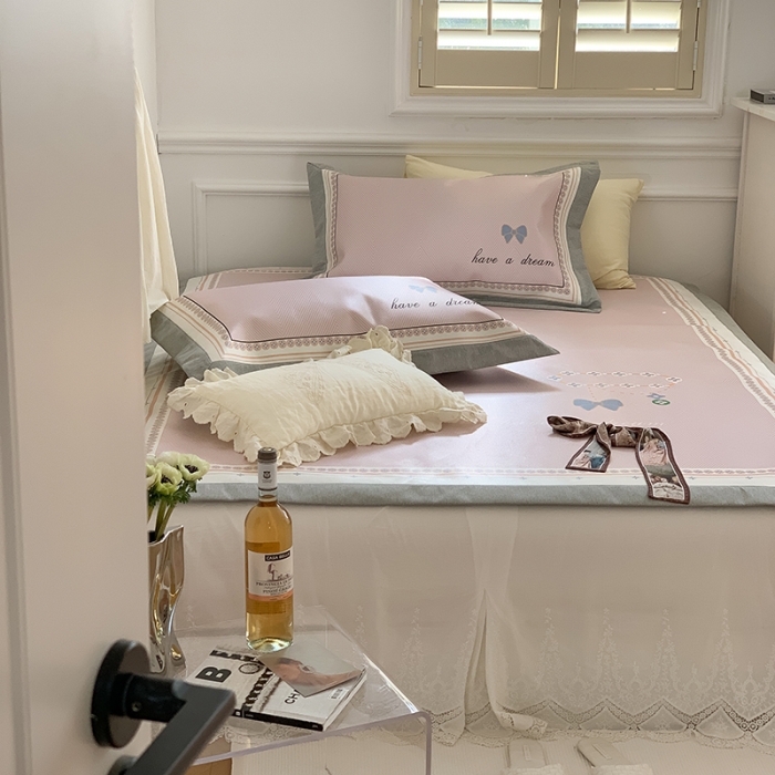 91家纺网 家纺一手货源 找家纺 昔可 2022新款高端大版数码印花冰沐丝养生席 蝴蝶结手链