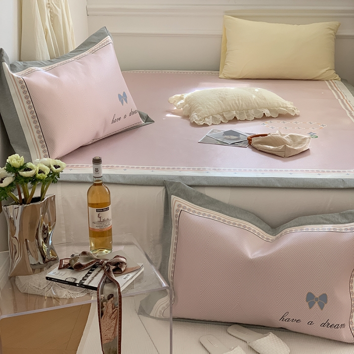 91家纺网 家纺一手货源 找家纺 昔可 2022新款高端大版数码印花冰沐丝养生席 蝴蝶结手链