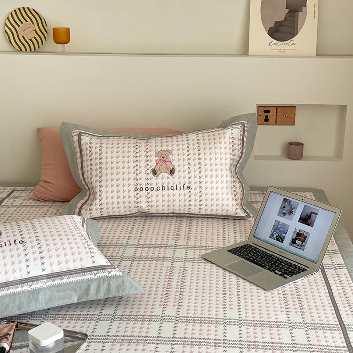 91家纺网 家纺一手货源 找家纺 昔可 2022新款高端大版数码印花冰沐丝养生席 可可熊-粉