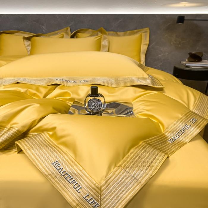 91家纺网 家纺一手货源 找家纺 200支新款长绒棉宽边刺绣四件套