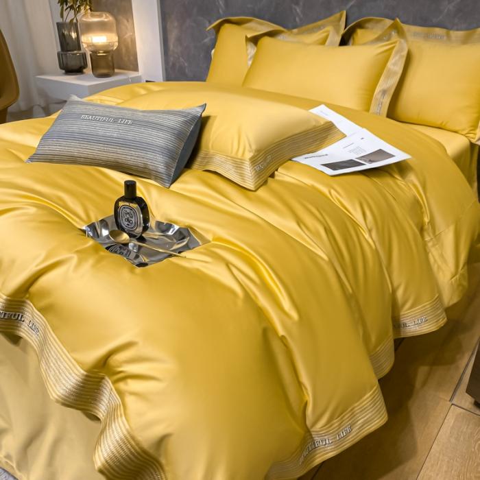 91家纺网 家纺一手货源 找家纺 200支新款长绒棉宽边刺绣四件套