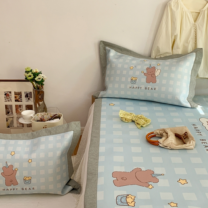 91家纺网 家纺一手货源 找家纺 昔可 2022新款高端大版数码印花冰沐丝养生席 魔法熊