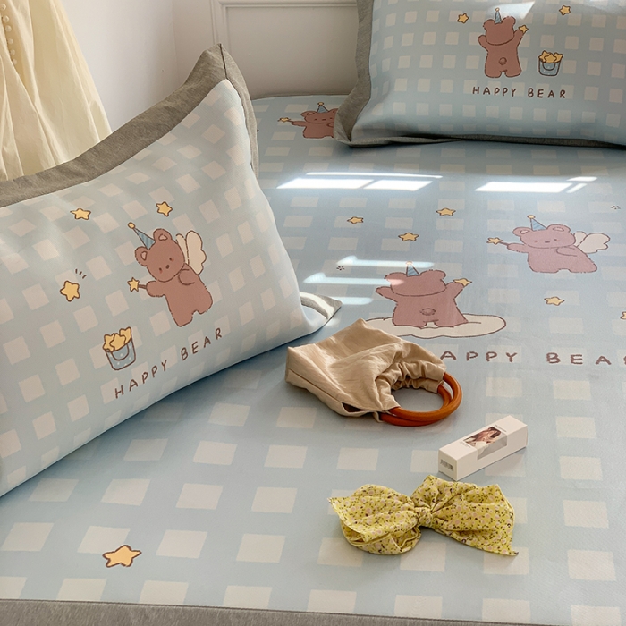 91家纺网 家纺一手货源 找家纺 昔可 2022新款高端大版数码印花冰沐丝养生席 魔法熊