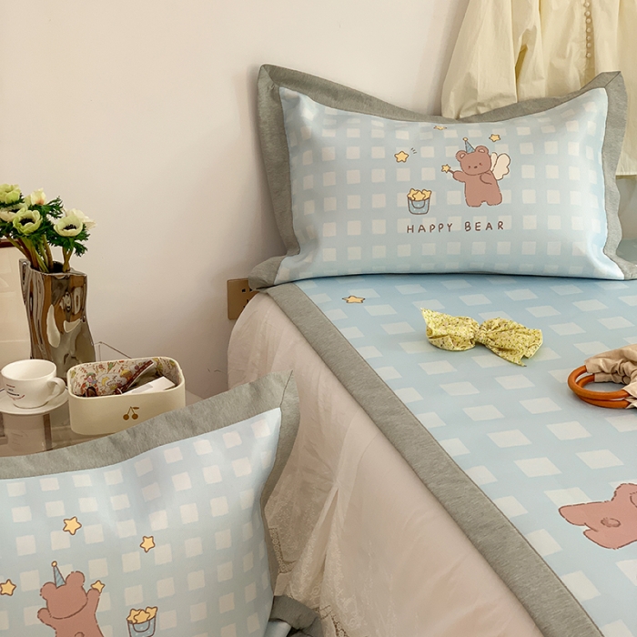 91家纺网 家纺一手货源 找家纺 昔可 2022新款高端大版数码印花冰沐丝养生席 魔法熊