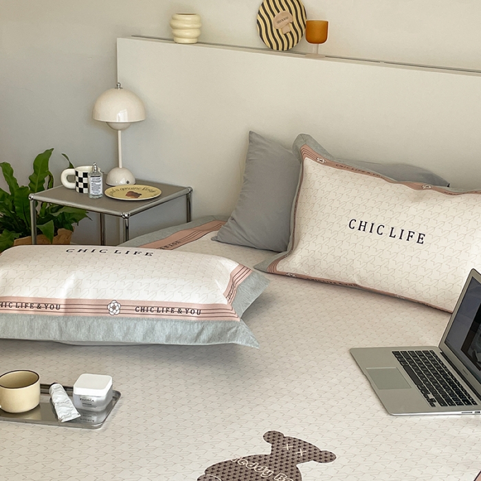 91家纺网 家纺一手货源 找家纺 昔可 2022新款高端大版数码印花冰沐丝养生席 千鸟格纹熊