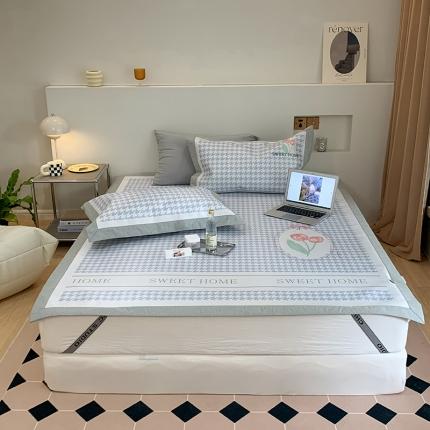 昔可 2022新款高端大版数码印花冰沐丝养生席 千鸟格郁金香