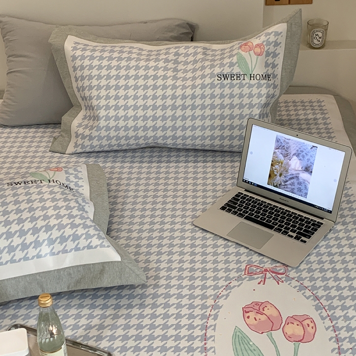 91家纺网 家纺一手货源 找家纺 昔可 2022新款高端大版数码印花冰沐丝养生席 千鸟格郁金香