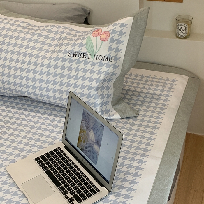 91家纺网 家纺一手货源 找家纺 昔可 2022新款高端大版数码印花冰沐丝养生席 千鸟格郁金香