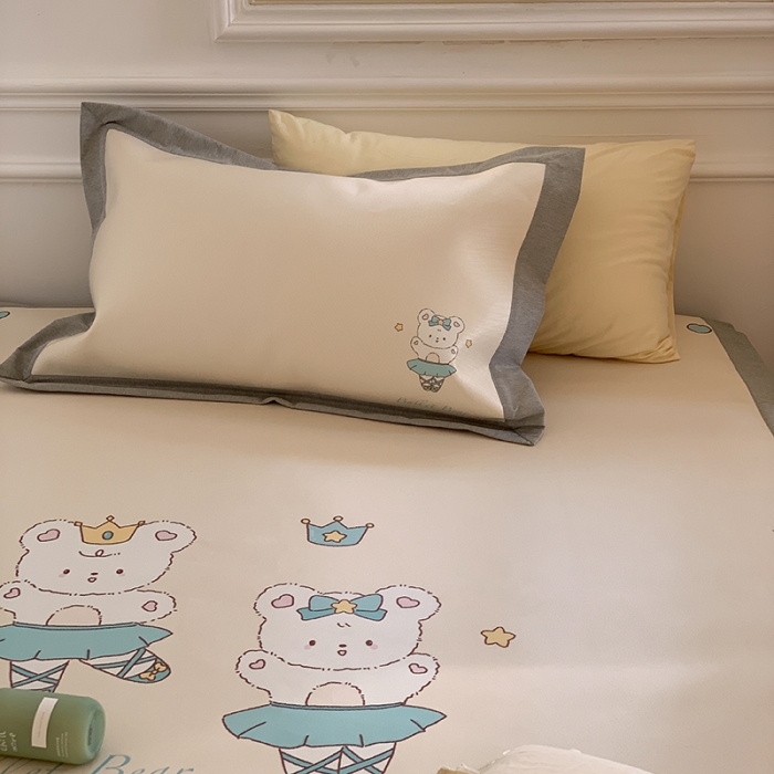 91家纺网 家纺一手货源 找家纺 昔可 2022新款高端大版数码印花冰沐丝养生席 跳舞熊