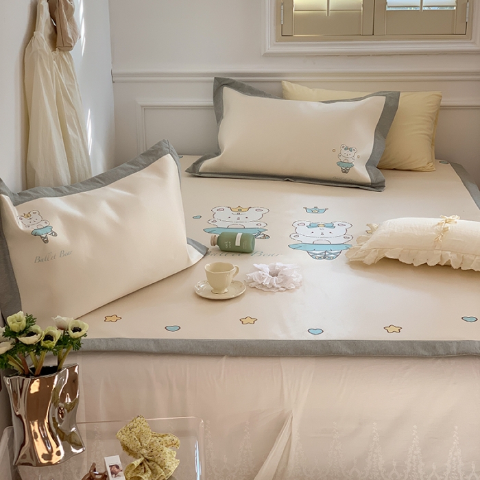 91家纺网 家纺一手货源 找家纺 昔可 2022新款高端大版数码印花冰沐丝养生席 跳舞熊