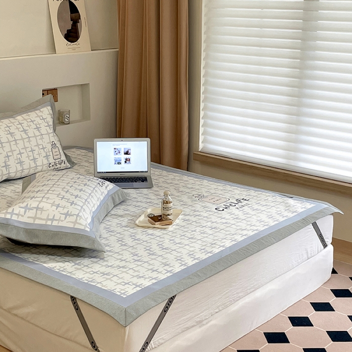 91家纺网 家纺一手货源 找家纺 昔可 2022新款高端大版数码印花冰沐丝养生席 夏日香水