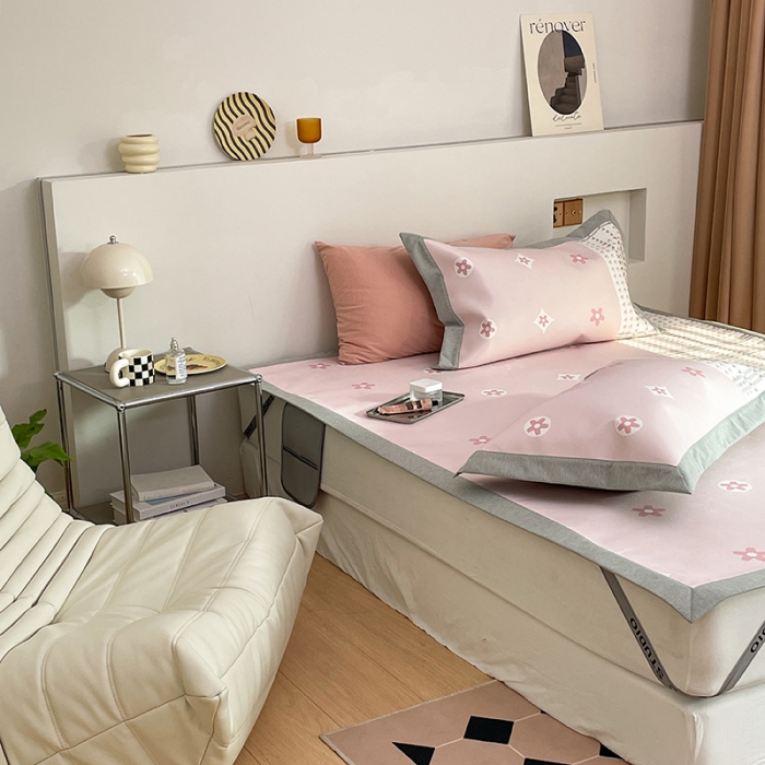 91家纺网 家纺一手货源 找家纺 昔可 2022新款高端大版数码印花冰沐丝养生席 香气粉