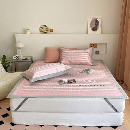 昔可 2022新款高端大版数码印花冰沐丝养生席 香香四叶花粉