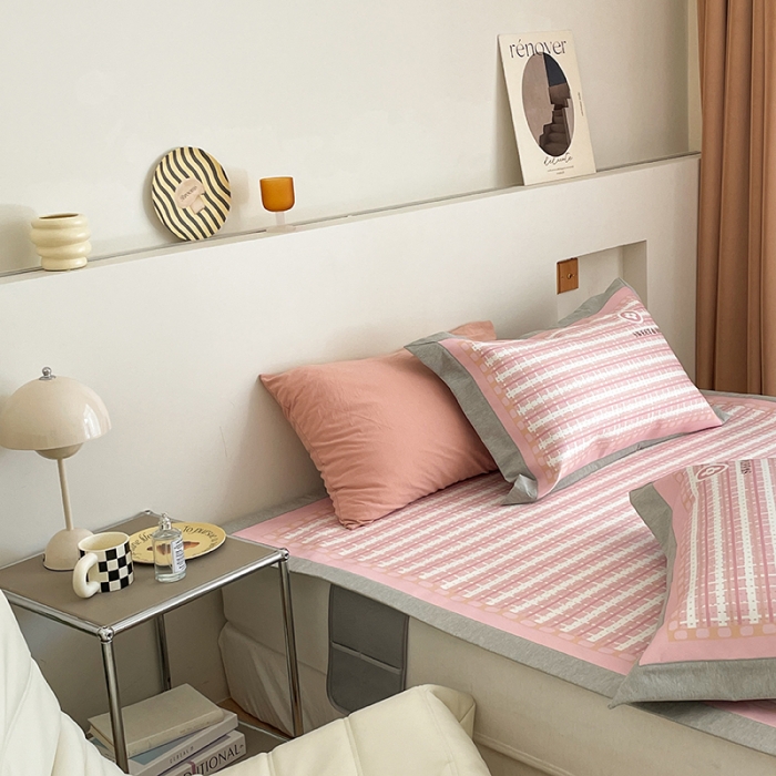 91家纺网 家纺一手货源 找家纺 昔可 2022新款高端大版数码印花冰沐丝养生席 香香四叶花粉