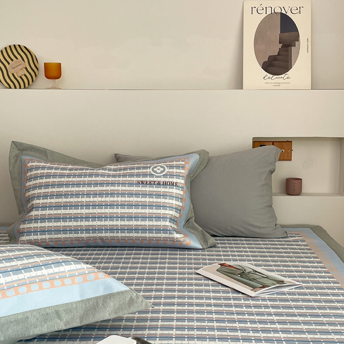 91家纺网 家纺一手货源 找家纺 昔可 2022新款高端大版数码印花冰沐丝养生席 香香四叶花蓝