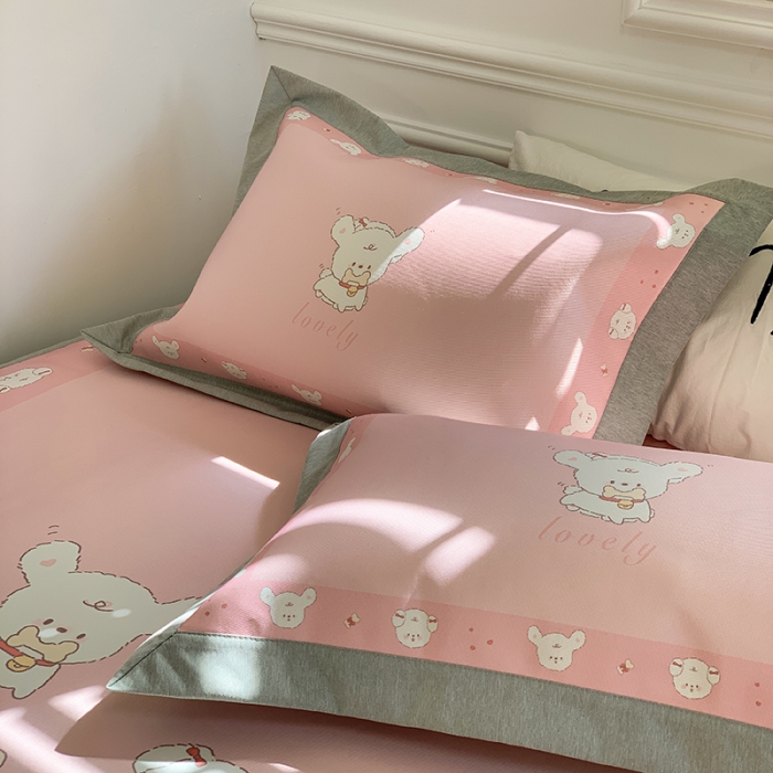 91家纺网 家纺一手货源 找家纺 昔可 2022新款高端大版数码印花冰沐丝养生席 小玩伴