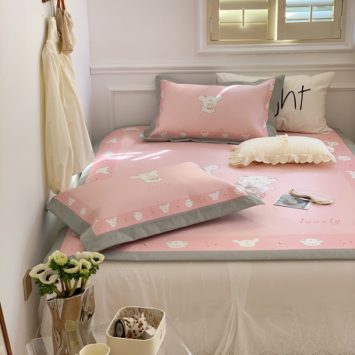 91家纺网 家纺一手货源 找家纺 昔可 2022新款高端大版数码印花冰沐丝养生席 小玩伴