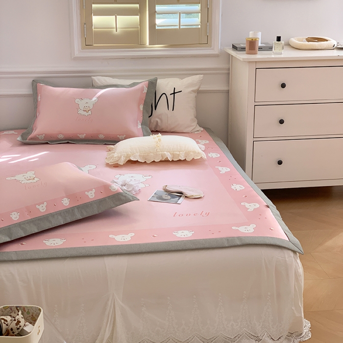 91家纺网 家纺一手货源 找家纺 昔可 2022新款高端大版数码印花冰沐丝养生席 小玩伴