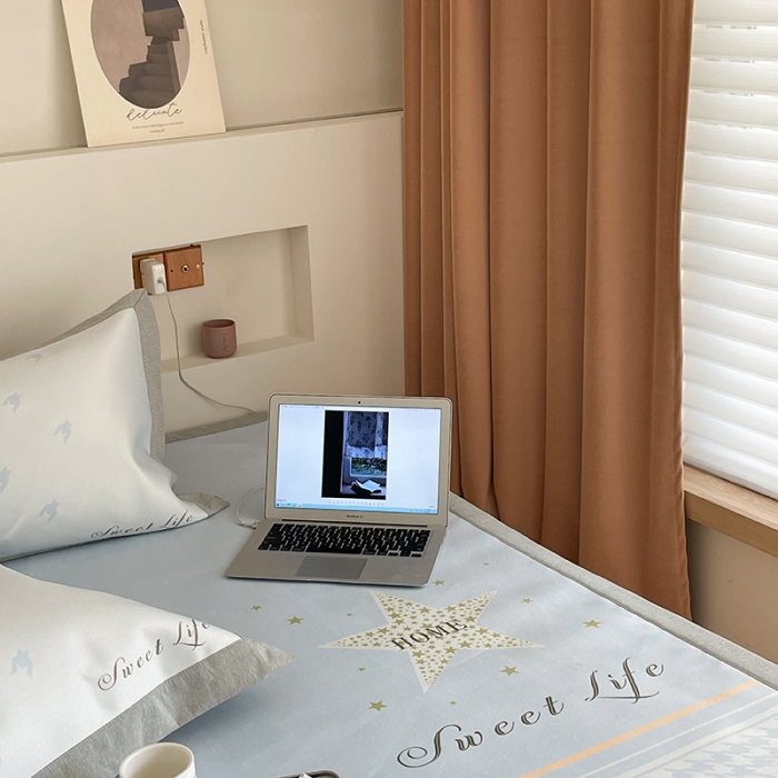 91家纺网 家纺一手货源 找家纺 昔可 2022新款高端大版数码印花冰沐丝养生席 星光闪闪-蓝