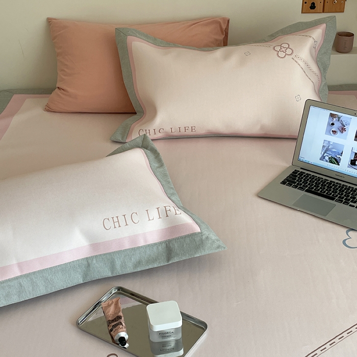 91家纺网 家纺一手货源 找家纺 昔可 2022新款高端大版数码印花冰沐丝养生席 幸运花链-粉