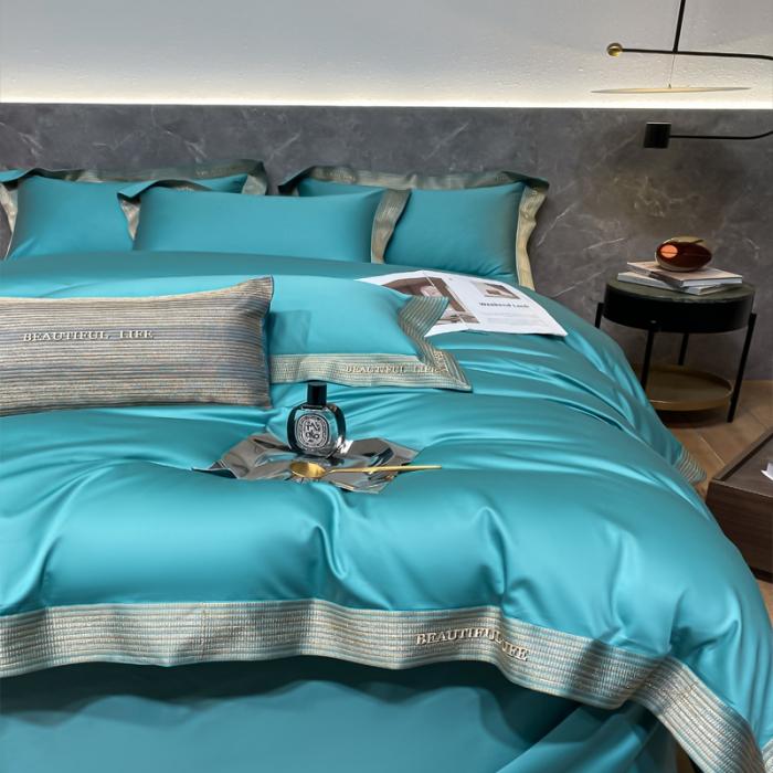 91家纺网 家纺一手货源 找家纺 200支新款长绒棉宽边刺绣四件套