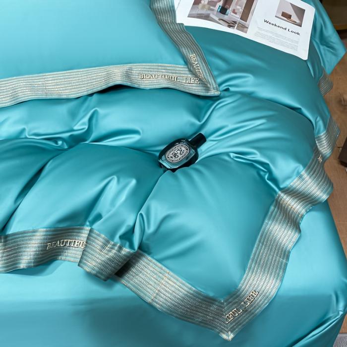 91家纺网 家纺一手货源 找家纺 200支新款长绒棉宽边刺绣四件套