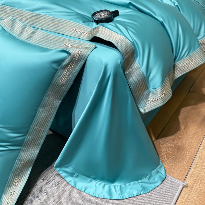 91家纺网 家纺一手货源 找家纺 200支新款长绒棉宽边刺绣四件套